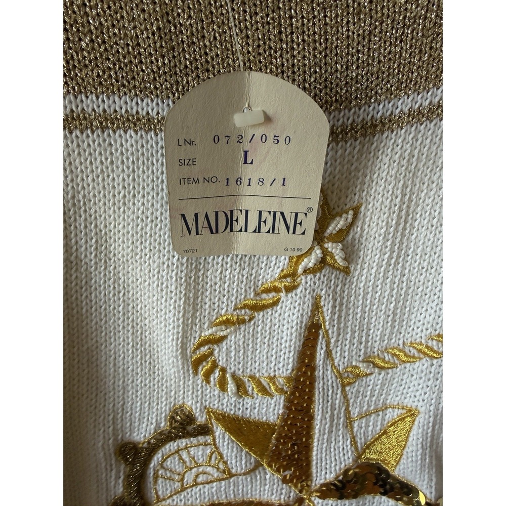 Madeleine angora blend sweater with a nautical compass rose and anchor Charm L - Picture 9 of 16